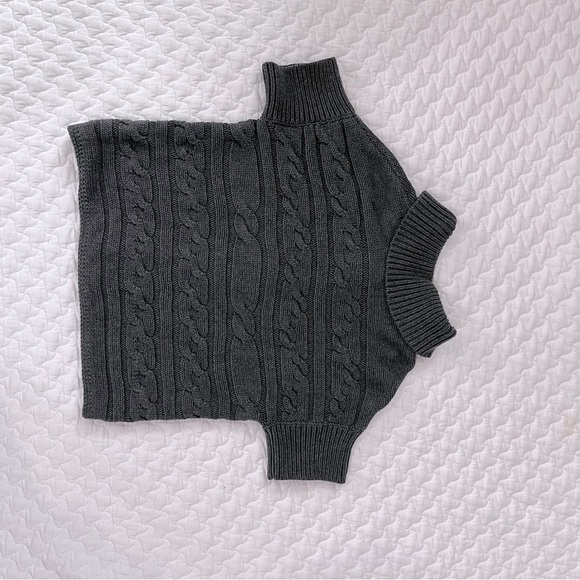 Talbots Petite Medium Gray Cable Knit Chunky Cardigan Sweater Short Sleeve Shawl - Picture 3 of 8